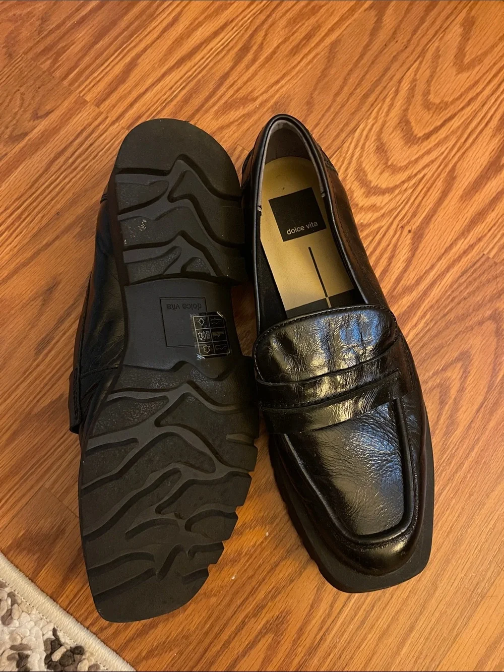 Dolce Vita Black Patent Platform Loafers